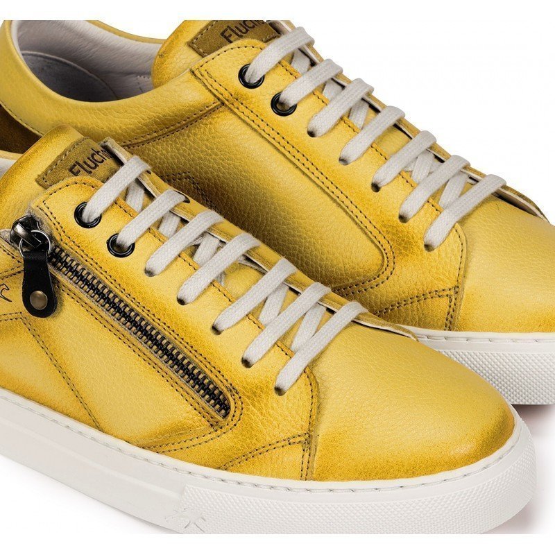 Zapatillas De Hombre Fluchos Niko F Piel Indios Color Banana