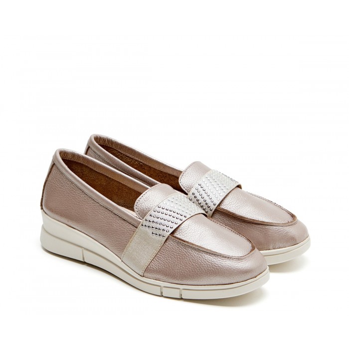 Mocasines Mujer 24 Hrs 24816 Metalizado Taupe