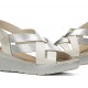 Sandalia Cuña Mujer Dorking Ever D9316 Blanco Plata