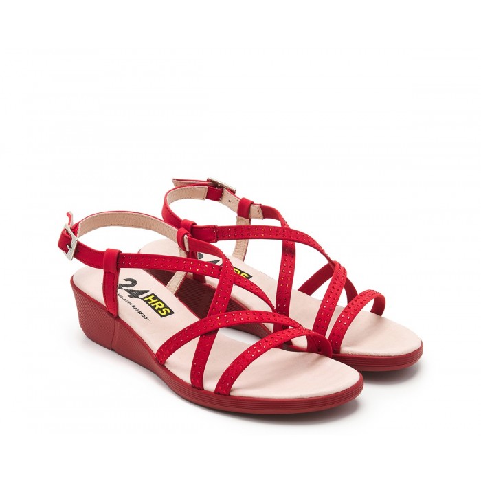 Sandalias Mujer 24 Hrs 26038 Rojo