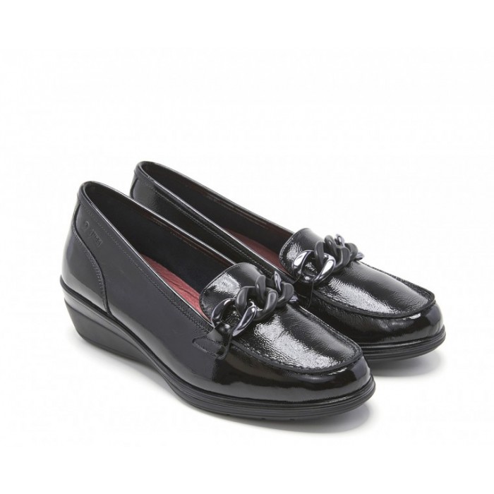 Zapatos Mocasines Mujer 24 Hrs 26217   Charol Negro