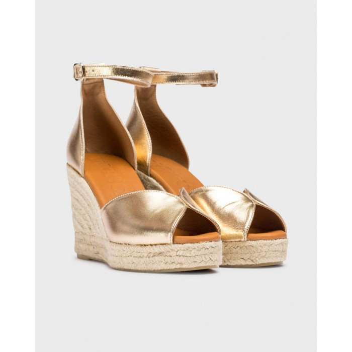 Sandalias Cuña Mujer Wonders Manly YH-PI609 Oro